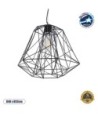 GLOBOSTAR® GRID 01022 Vintage Κρεμαστό Φωτιστικό Οροφής με Ντουί 1 x E27 AC 220-240V IP20 - Μαύρο - Μ40 x Π40 x Υ33cm